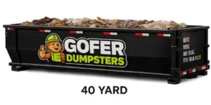 This is a 40-yard Gofer dumpster for large construction and whole-home cleanouts.