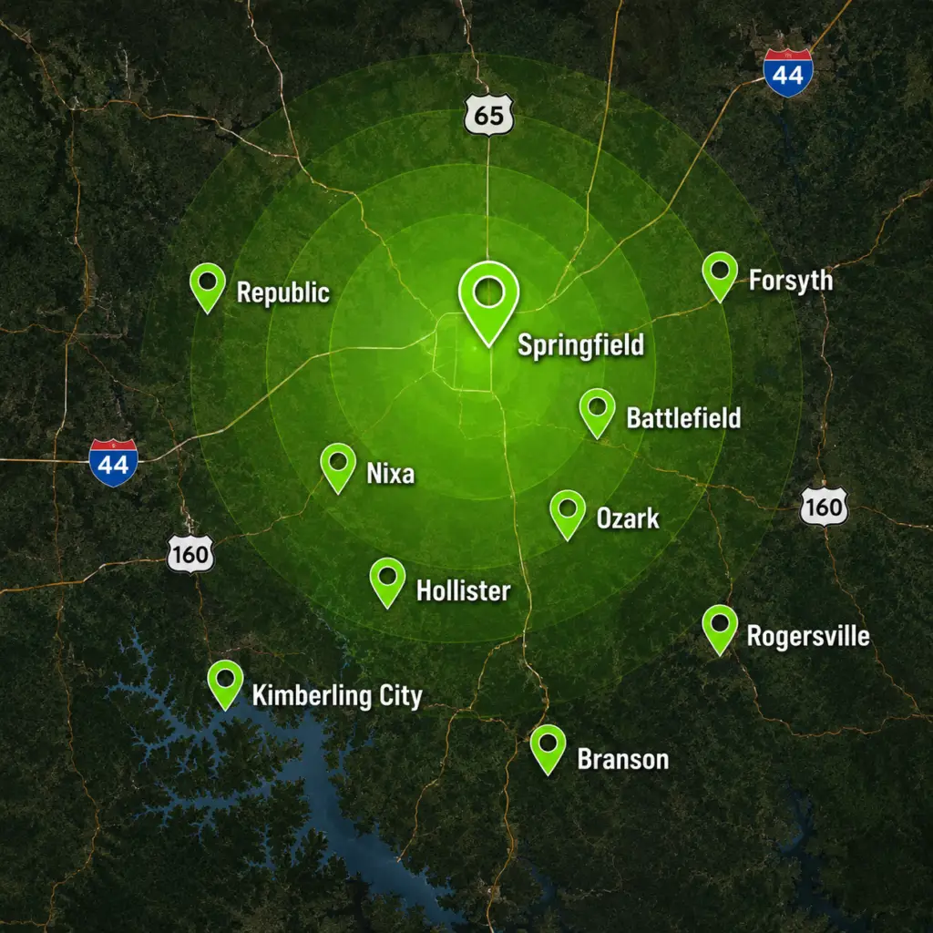 Gofer Dumpsters service area map.